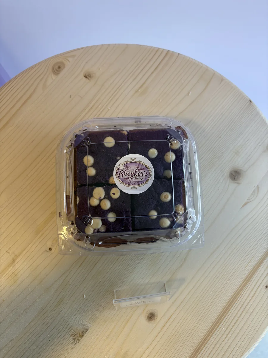 Ube Brownies — dense fudgy purple yam brownies at Bheyker's Choice NE Calgary