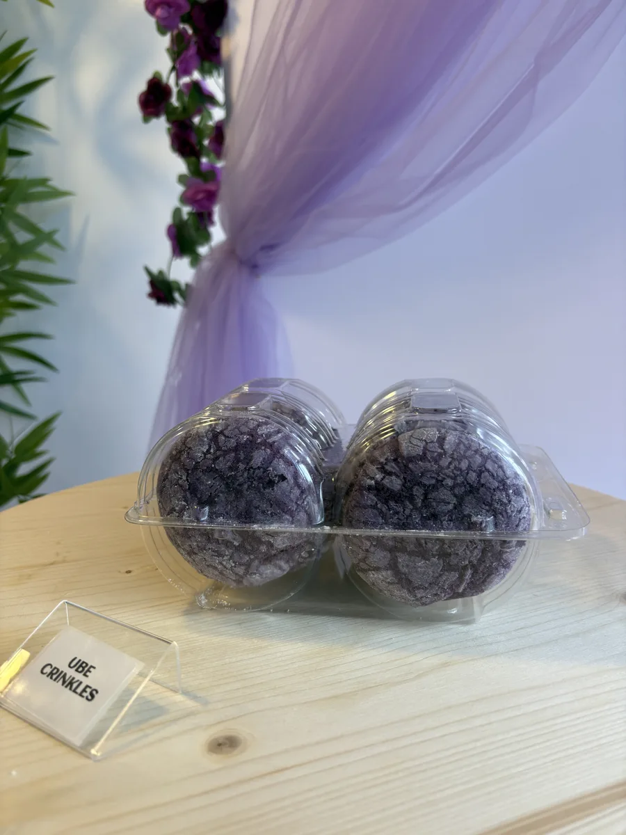 Ube Crinkles — fudgy purple yam crinkle cookies at Bheyker's Choice NE Calgary
