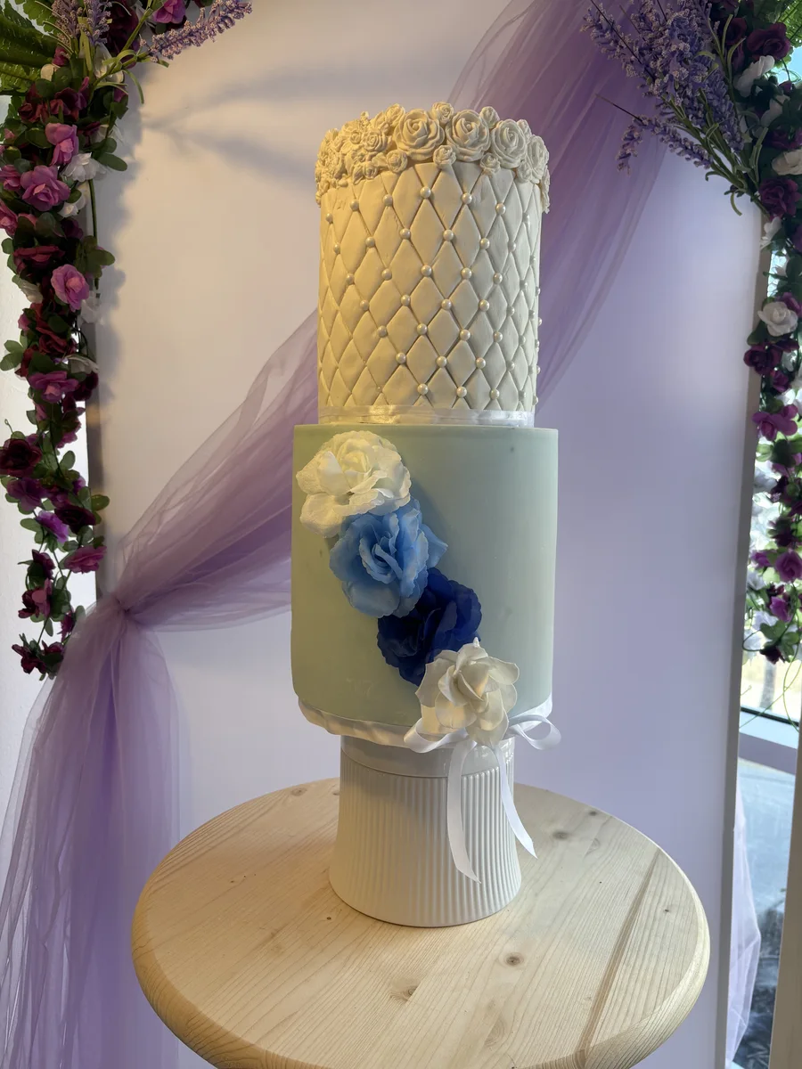Elegant custom wedding cake by Bheyker's Choice Filipino Bakery NE Calgary